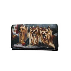 Yorkie Checkbook Walllet Billfold Credit Cards 4 Pockets 1 outside pocket & ID